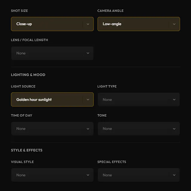 Image Gen Prompt Builder interface