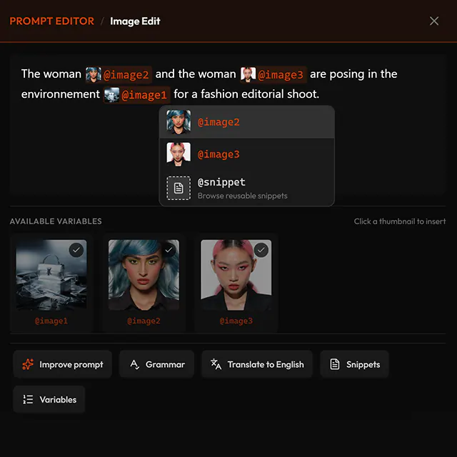 Image Edit Prompt Builder interface